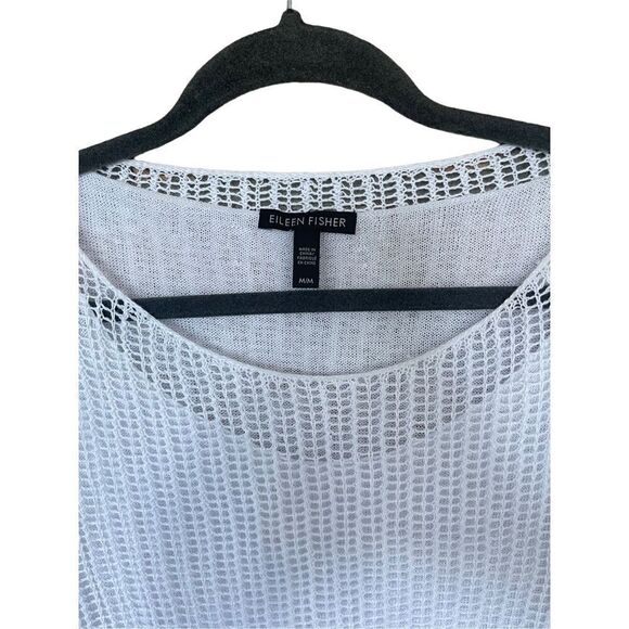 Eileen Fisher Womens Blue Long Sleeve Open Knit Pullover Sweater Size Medium - Picture 11 of 12